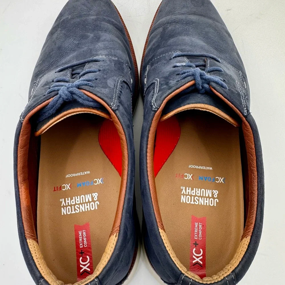 Johnston & Murphy XC+ Parker Navy Nubuck Leather Waterproof Oxford Men's 11W